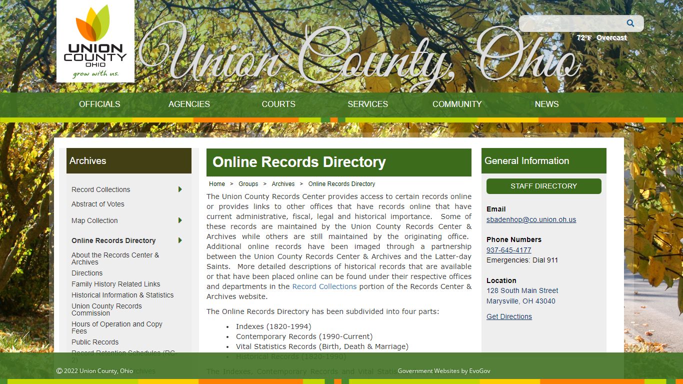 Union County, OhioOnline Records Directory